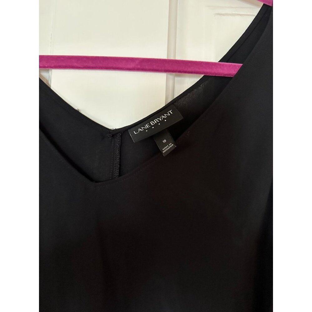 Lane Bryant Womens Tank Swing Double Layer Sheer Black Size 18 - Picture 2 of 2